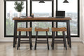 Transitional Design Counter Height Stools Set Of 2Pcs, Black And Brown Finish Solid Rubberwood Furniture Black,Brown Dining Room Transitional Set Of 2 Solid Wood