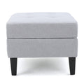 Storage Ottoman Light Grey Fabric