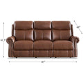 Royce Power Headrest Zero Gravity Reclining Sofa Brown Genuine Leather Wood Primary Living Space Medium Firm Tight Back Mid Century Modern Eucalyptus Rolled Arms Memory Foam Leather 3 Seat