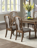 Transitional Style 7Pc Dining Set Dining Table 6Xside Chairs Cushion Seat Ash Oak Finish Kitchen Dining Room Wood Wood Oak Seats 6 Wood Dining Room Contemporary,Modern,Transitional Rubberwood 4 Leg Rectangular Dining Table With Chair Rubber Wood,Solid