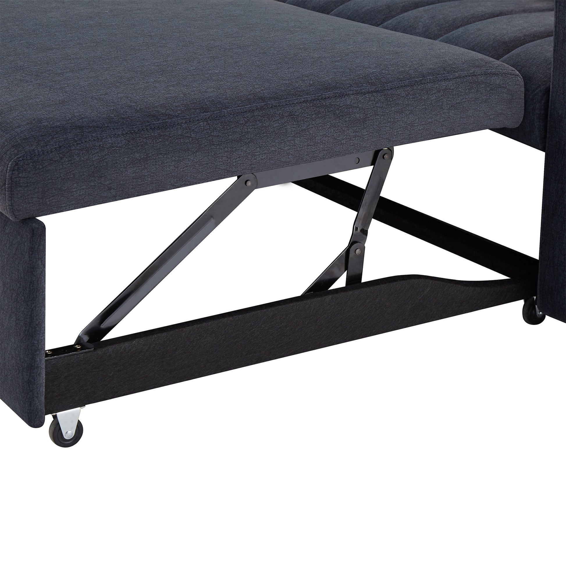 55.9" Convertible Sofa Bed Loveseat Sofa With Three Usb Ports, Two Side Pockets, Two Cup Holders And 360 Swivel Phone Holder For Living Room, Blue Grey Blue Gray Foam Polyester