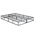 Eastern King Mattress Foundation 1Pc Black Metal Frame With Textured Fabric Cover King Black Bedroom Metal
