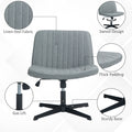 Homcom Wide Office Chair, Armless Office Desk Chair, Computer Fabric Vanity Chair With Adjustable Height, Gray Grey Polyester