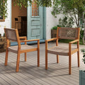 Braided Dining Chair Light Brown Light Brown,Teak Acacia Wood,Rope