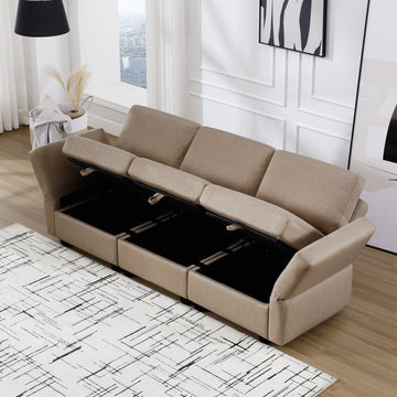 Oversized Modular Sectional Convertible Fabric Sofa Set,Extra Large Sectional Storage Seat Couch For Living Room, 3 Seat Modern Modular Sofa Brown Brown Polyester 3 Seat