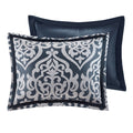 8 Piece Jacquard Comforter Set Navy Silver Queen Queen Navy Silver Polyester