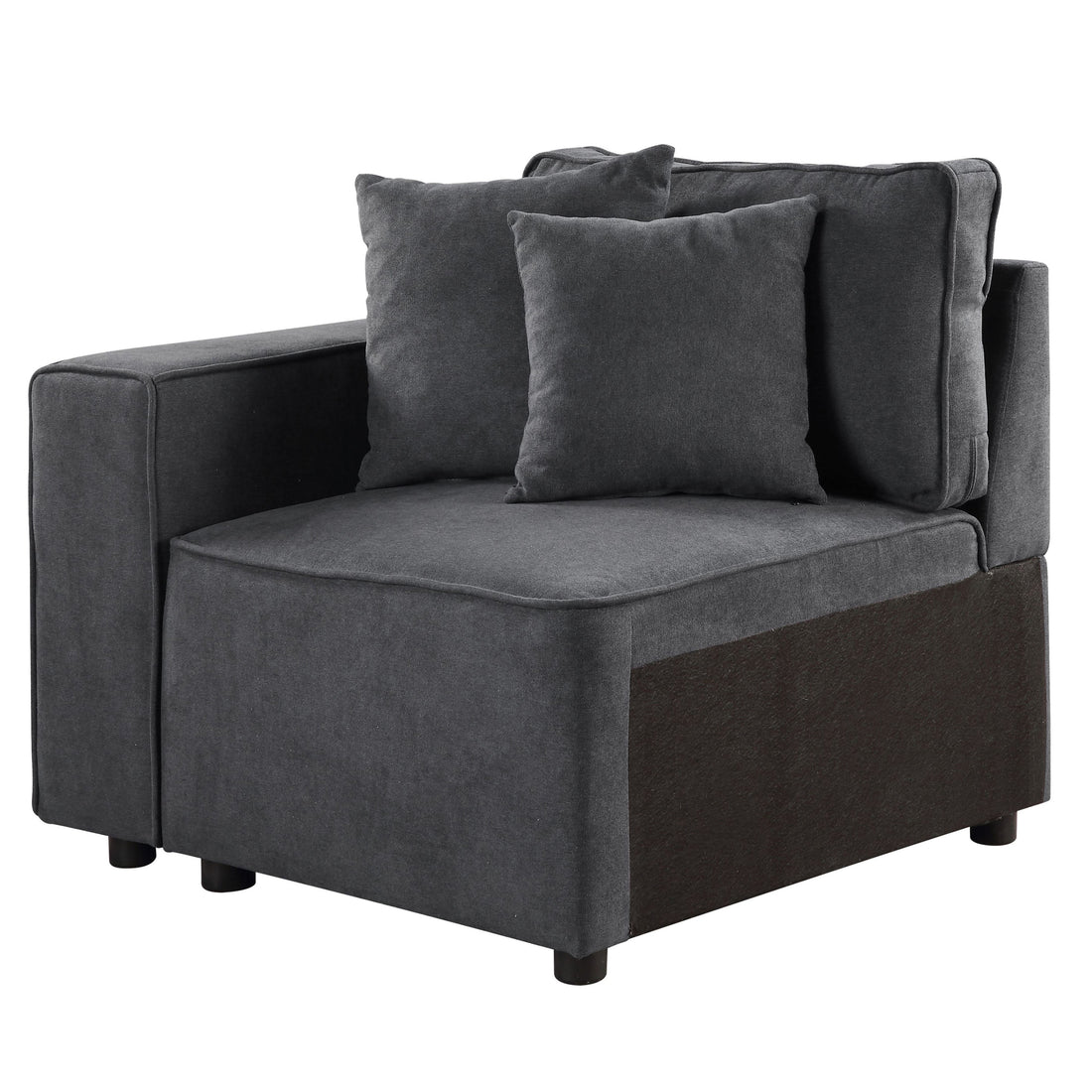 Grey Left Facing Loose Back Accent Chair Grey Primary Living Space Modern Pine Wood Fabric