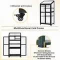 62Inch Height Wood Large Greenhouse Balcony Portable Cold Frame With Wheels And Adjustable Shelves For Outdoor Indoor Use, Black Black Garden & Outdoor Casual Wood Solid Wood