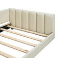 Queen Size & Twin Xl Size Upholstered Platform Bed, Mother & Child Bed, Pu Leather, Beige Beige Pu Leather