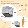 Dog Crate With Divider Panel,42 Inch Double Door Folding Metal Wire Dog Cage With Plastic Leak Proof Pan Tray, Pet Kennel For Indoor Black Iron