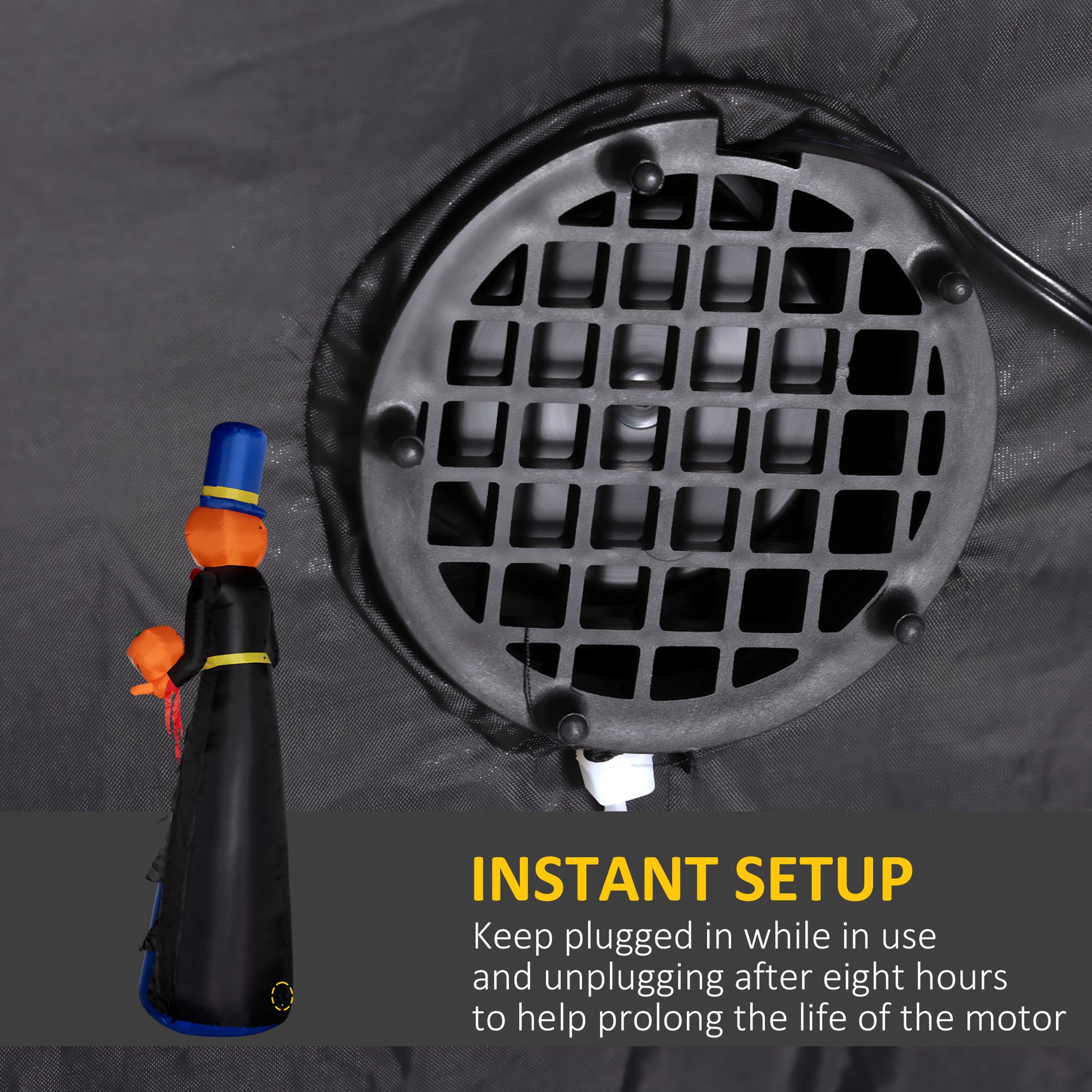 Outsunny 10Ft Inflatable Halloween Pumpkin Head Reaper, Blow Up Halloween Decoration Outdoor Led Yard Display, Waterproof Black Polyester