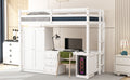 Twin Size Loft Bed With Wardrobe, Desk And Storage Drawers, White Twin White Pine