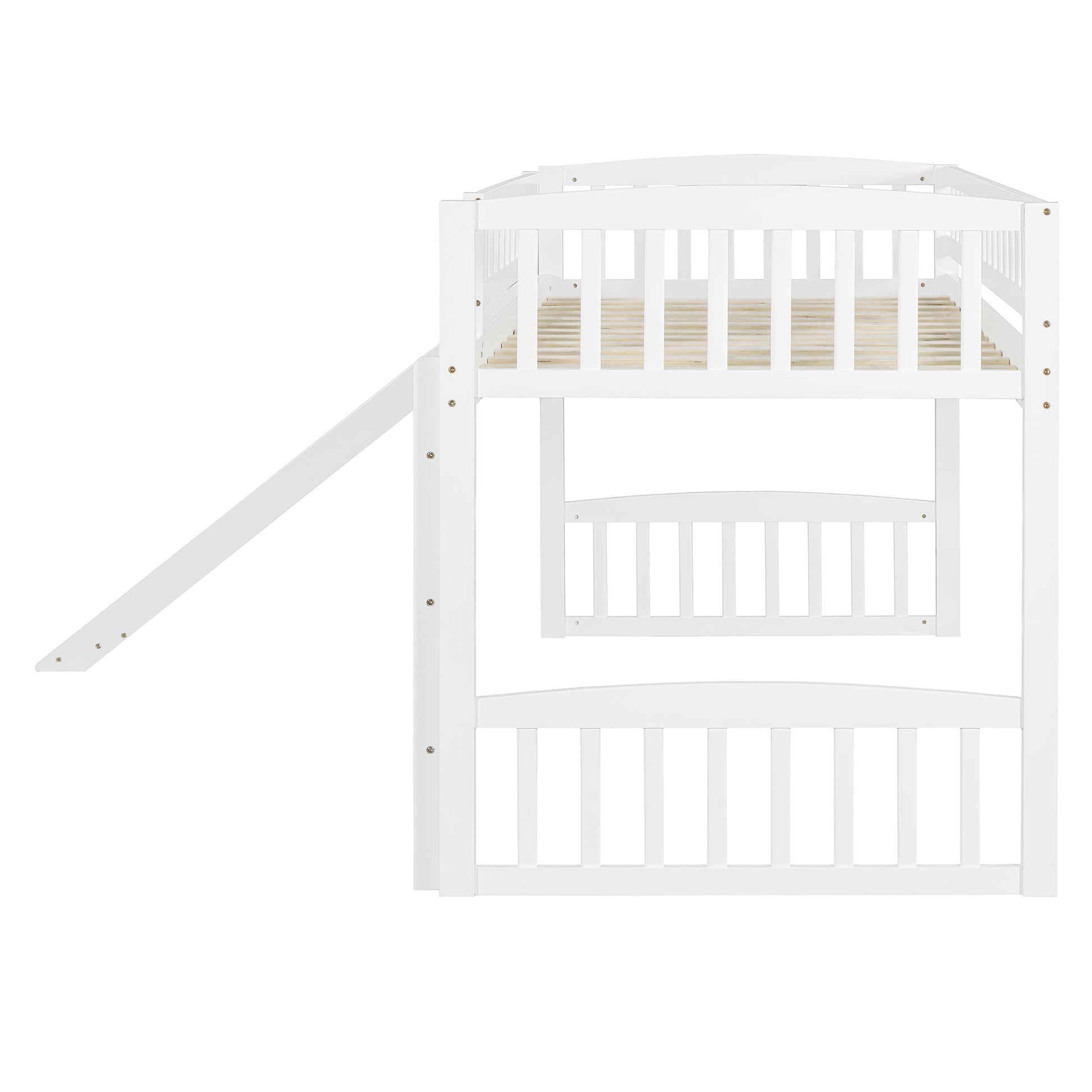 Twin Size Loft Bed With Slide And Ladder, White Old Sku: Lt000504Aak White Solid Wood