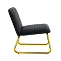 Black Minimalist Armless Sofa Chair With Pu Backrest And Golden Metal Legs, Suitable For Offices, Restaurants, Kitchens, And Bedrooms Black Metal