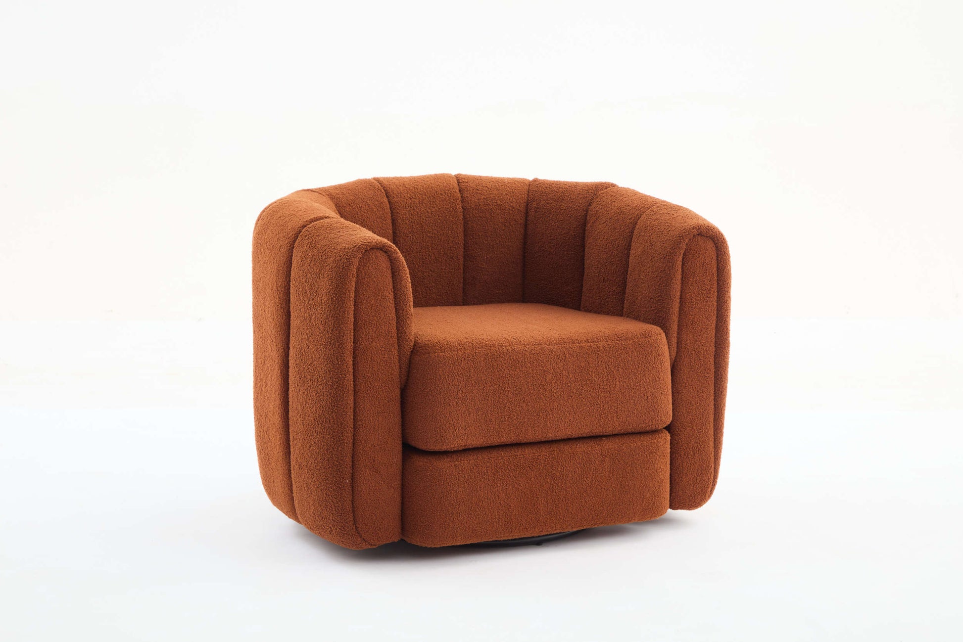 Swivel Accent Barrel Chair, Modern Round Armchairs With Upholstered, Comfy Swivel Accent Chair For Living Room Brown Teddy