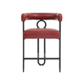 Coolmore Bar Stools Set Of 2, Modern Bar Stool With Back, Black Metal Frames, Upholstered Bar Stools For Kitchen Island, Pub, Club Wine Red Pu Wine Red Dining Room Foam Pu Leather