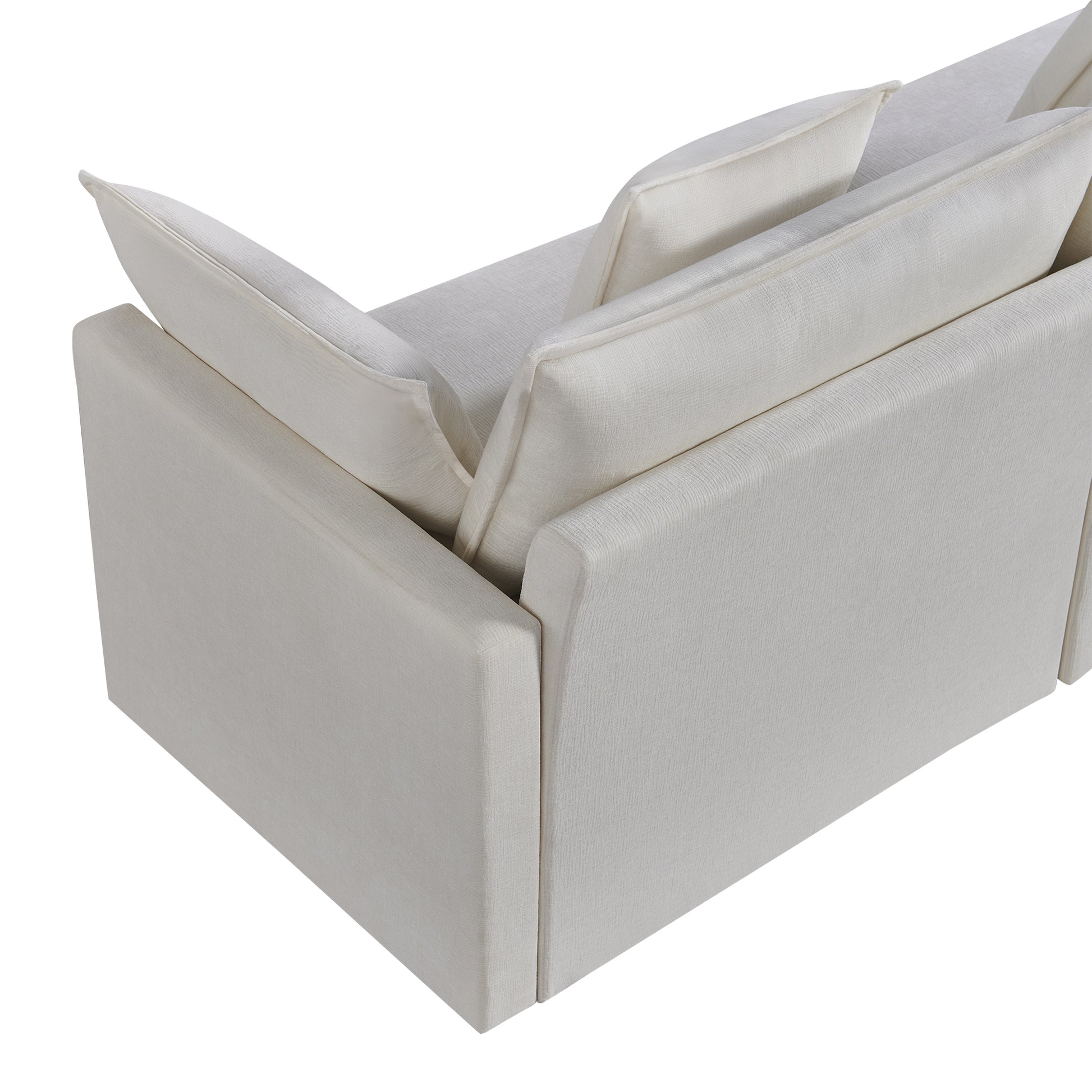 108.66"Modern Chenille L Shaped Sectional Sofa With Convertible Chaise, Comfy Cloud Couch Deep Sectional Sofa With Ottomans For Living Room White Wood Foam Chenille 3 Seat