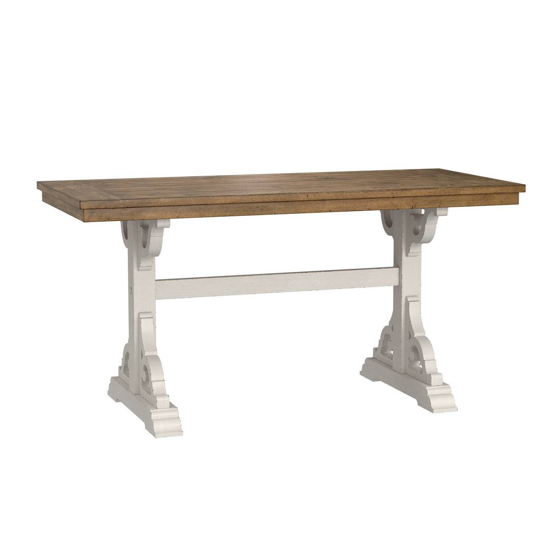 Haidel Brown And White Trestle Gathering Table Brown White Solid Wood