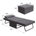 Sofa Bed,Chair Bed,Sleeper Couch,4 In 1 Multi Function Folding Ottoman Bed With Slide Storagepocket For Living Room,Bedroom,Hallway Dark Gray Espresso Bedroom Mid Century Modern Oak Upholstered Fabric