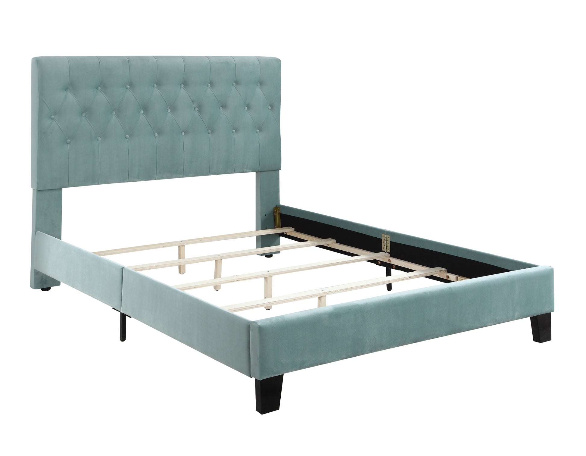 Luma Blue Cal King Upholstered Bed California King Blue Foam Solid Wood