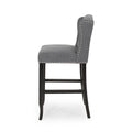 Vienna Contemporary Fabric Tufted Wingback 31 Inch Counter Stools, Set Of 2, Charcoal And Dark Brown Charcoal Fabric