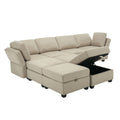Modular Convertible U Shaped Sectional Sofa Couch With Storage Ottoman Corner Couch For Living Room, Adjustable Arms And Backs Beige Beige Polyester 4 Seat