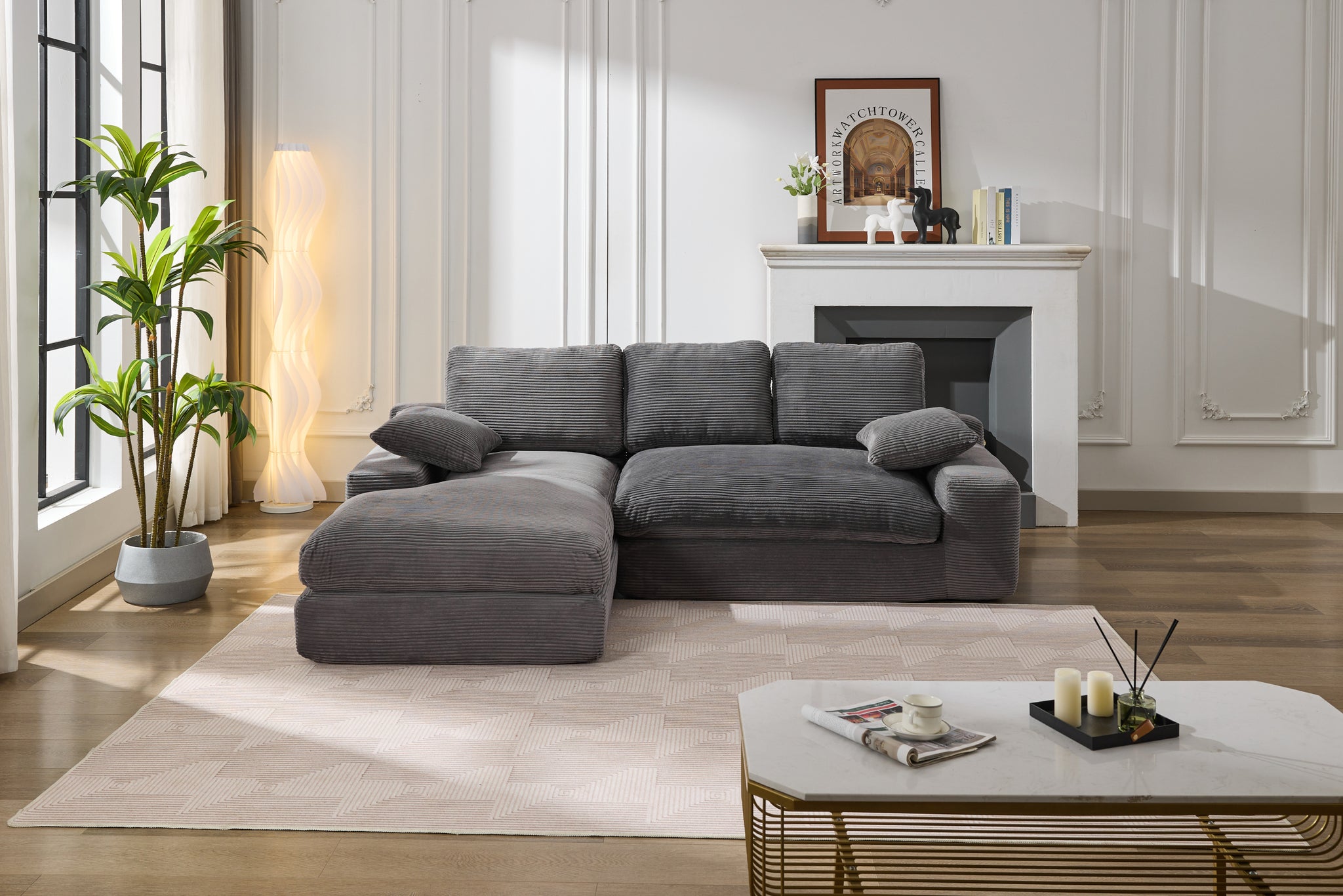 99*69" Modular Sectional Living Room Sofa Set, Modern Minimalist Style Couch, Upholstered Sleeper Sofa For Living Room, Bedroom, 2 Pc Free Combination, Installation Free Sofa, L Shape, Grey Grey Primary Living Space Soft Minimalist,Modern Foam Spring 4