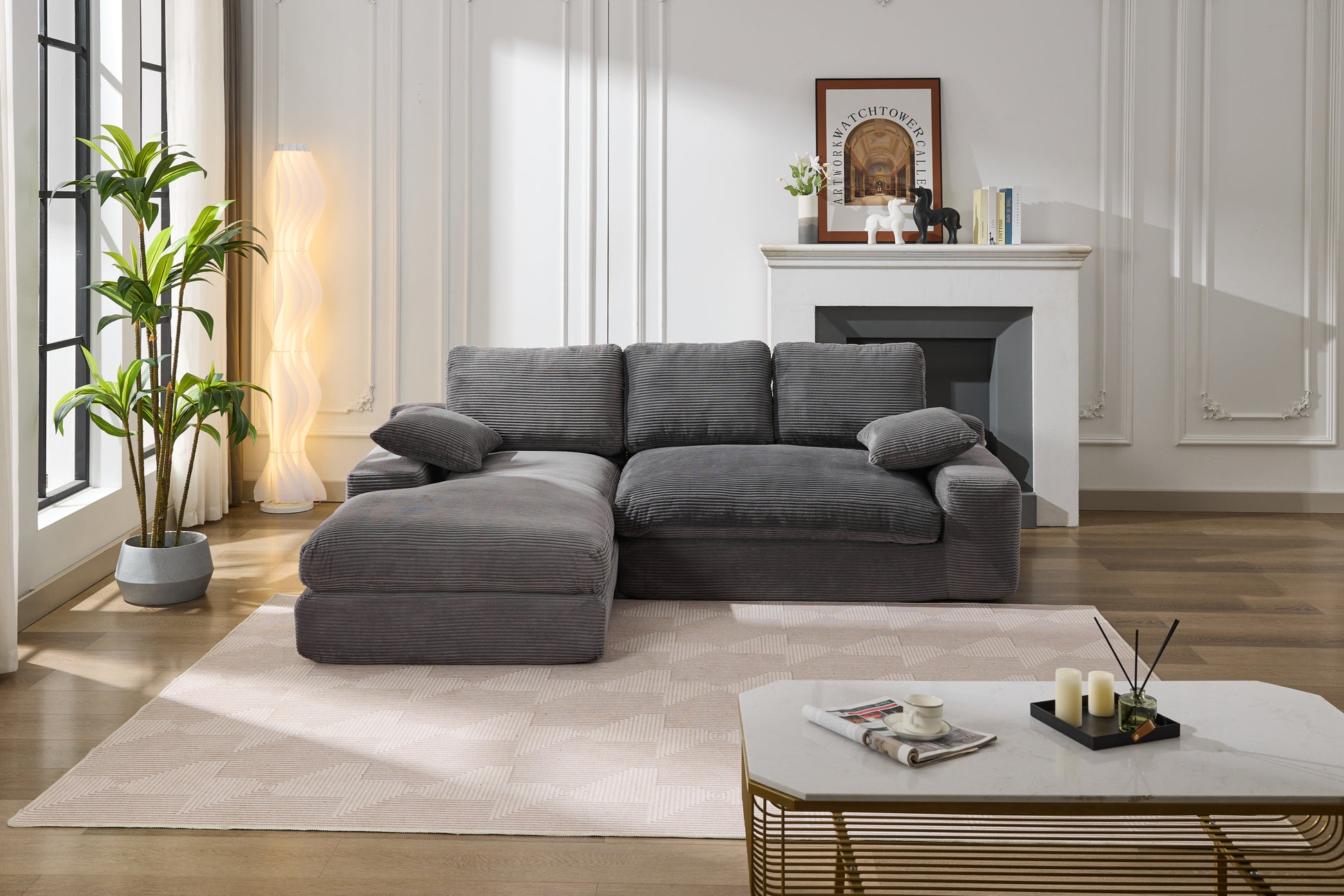 99*69" Modular Sectional Living Room Sofa Set, Modern Minimalist Style Couch, Upholstered Sleeper Sofa For Living Room, Bedroom, 2 Pc Free Combination, Installation Free Sofa, L Shape, Grey Grey Primary Living Space Soft Minimalist,Modern Foam Spring 4