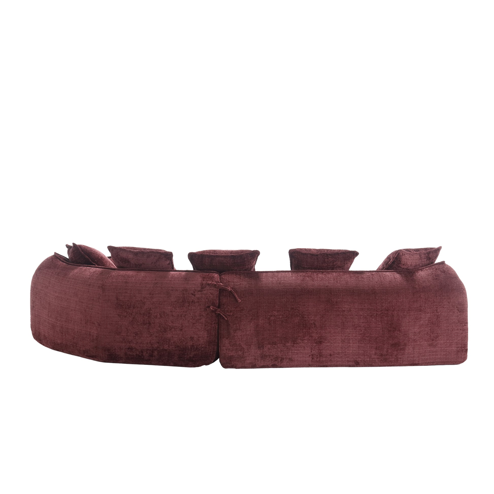 Modular Sectional Sofa, U Shaped Couch With Sofa For Five & Pillows, Modern Minimalist Chenille Fabric Large Comfy Cloud Sofas, Living Room Furniture Sets Wine Red Chenille 5 Seat