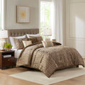 6 Piece Jacquard Comforter Set With Throw Pillows King Cal King Multicolor Polyester