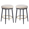 24.75'' Modern Counter Stools Set Of 2,White Counter Stools With Iron Frame,Sponge Cushion,Footrest,Suitable For Kitchen Bedroom Dining Room. Metal White Kitchen Round Modern Set Of 2 Fiber Foam