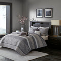 6 Piece Reversible Jacquard Quilt Set With Throw Pillows Grey Taupe Full Queen Grey Taupe Cotton