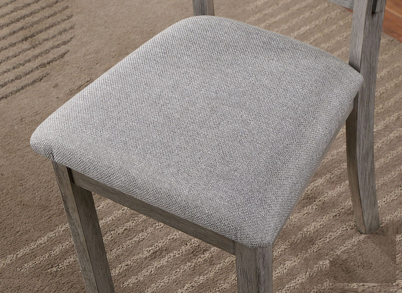Gray Color Dining Chairs Padded Seat Set Of 2Pc Side Chair Ladder Back Kitchen Dining Room Wire Brushed Finish Gray Dining Room Classic,Modern,Transitional Dining Chairs Rubberwood Ladder Back Set