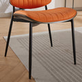 Dining Chairs Set Of 2 Mid Century Modern Retro Faux Leather Chair With Walnut Bentwood Back Upholstered Seat Metal Legs Adjustable Foot For Kitchen Dining Room Chairs Orange Pu Orange Dining Room Classic Set Of 2 Foam Pu Leather