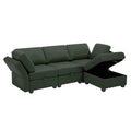Convertible Sectional Sofa With Chaise, L Shaped Sofa Couch Modular Sectional Sofa With Storage Seats, Adjustable Arms And Backs Green Green Polyester 3 Seat