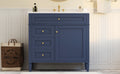 36'' Bathroom Vanity With Top Sink, Modern Bathroom Storage Cabinet With 2 Drawers And A Tip Out Drawer, Single Sink Bathroom Vanity Blue Bathroom Solid Wood Mdf Ceramic,Solid Wood Mdf