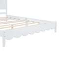 Queen Size Wood Platform Bed Frame, Retro Style Bed With Rectangular Headboard,No Need Box Spring,White Queen White Wood
