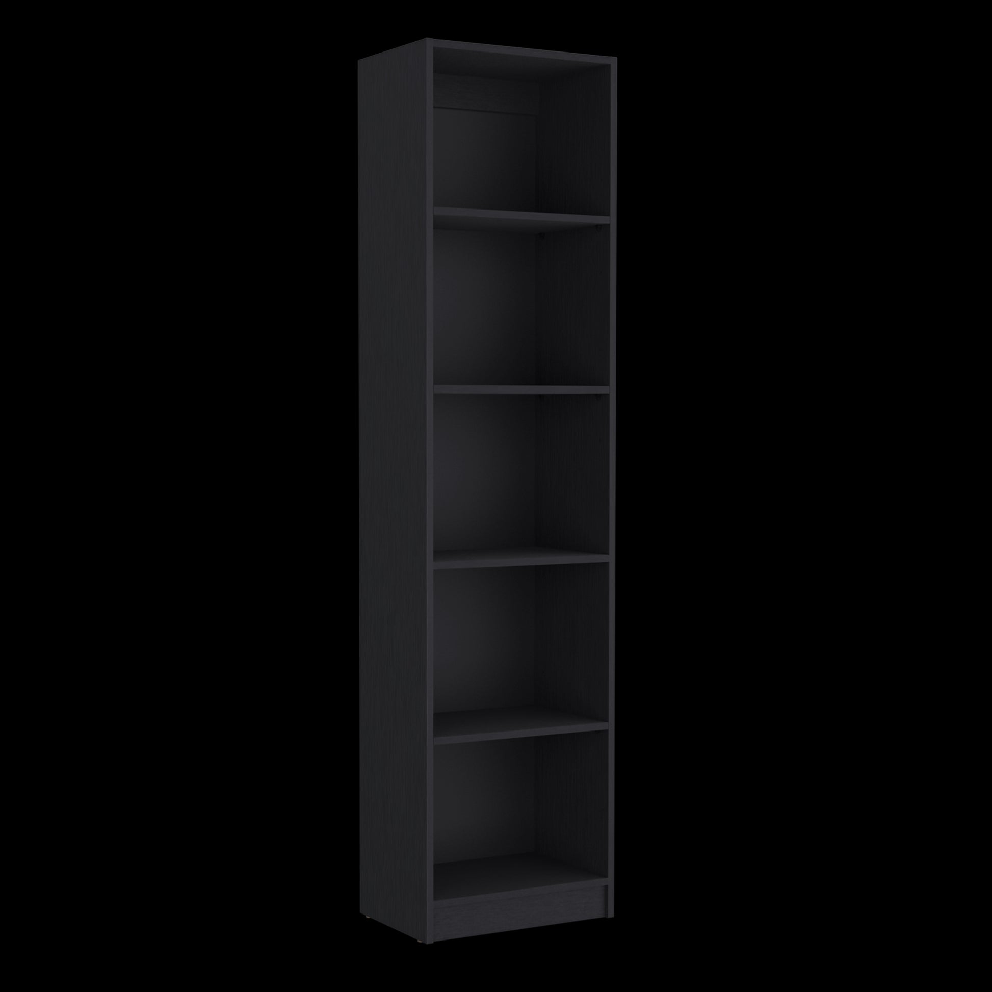 Zachary Black 5 Shelf Slim Bookcase 5 Black Standard Horizontal Primary Living Space Closed Back Wood Wood