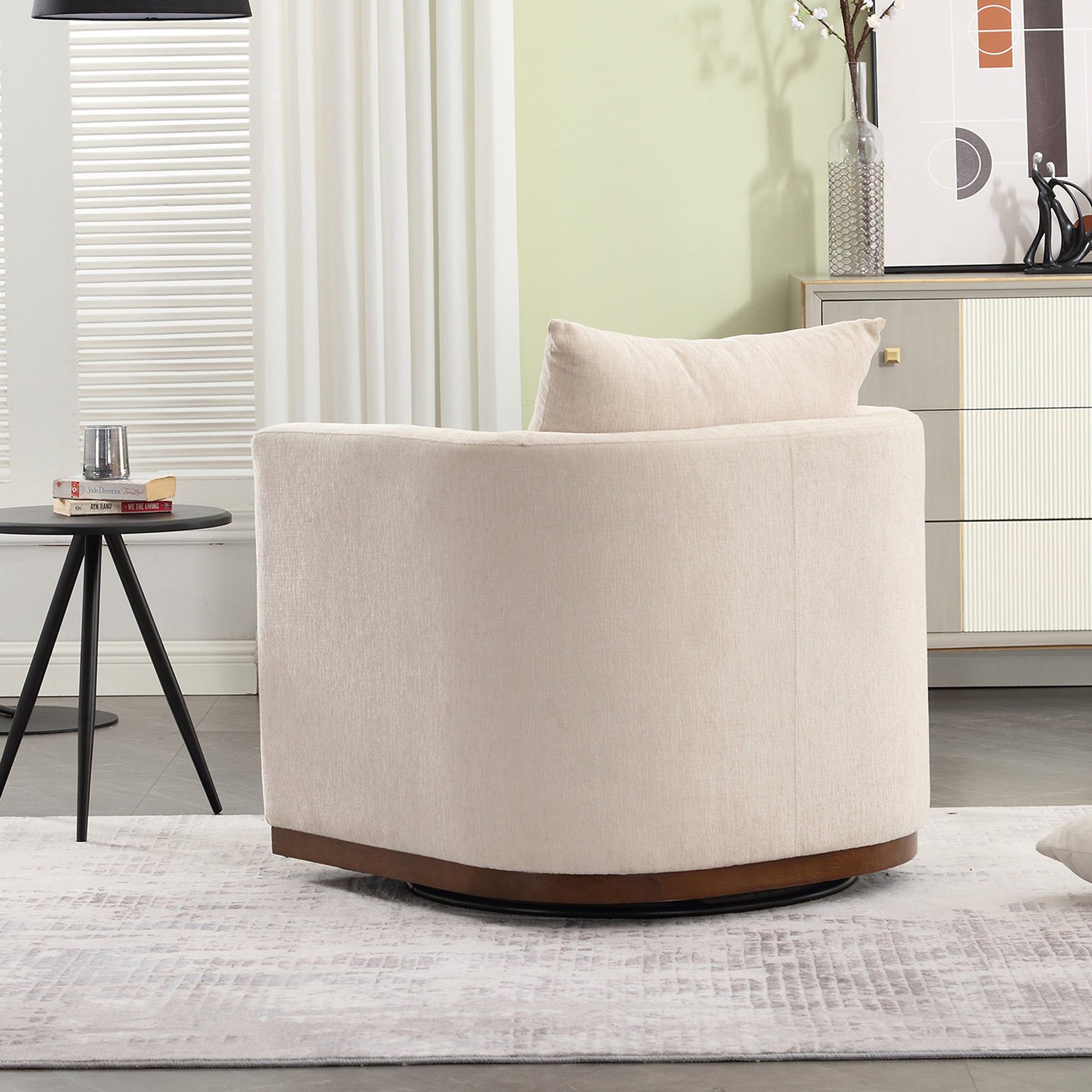 Coolmore Swivel Barrel Chair, Comfy Round Accent Sofa Chair For Living Room, 360 Degree Swivel Barrel Club Chair, Leisure Arm Chair For Nursery, Hotel, Bedroom, Office, Lounge Beige Chenille Beige Primary Living Space Foam Chenille