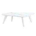 Modern Minimalist White Imitation Marble Tabletop Coffee Table. Solid Wood Spray Painted Desk Legs, Cloud Shape To Give You A Experience, Computer Desk. Suitable For Dining And Living Rooms. White Mdf