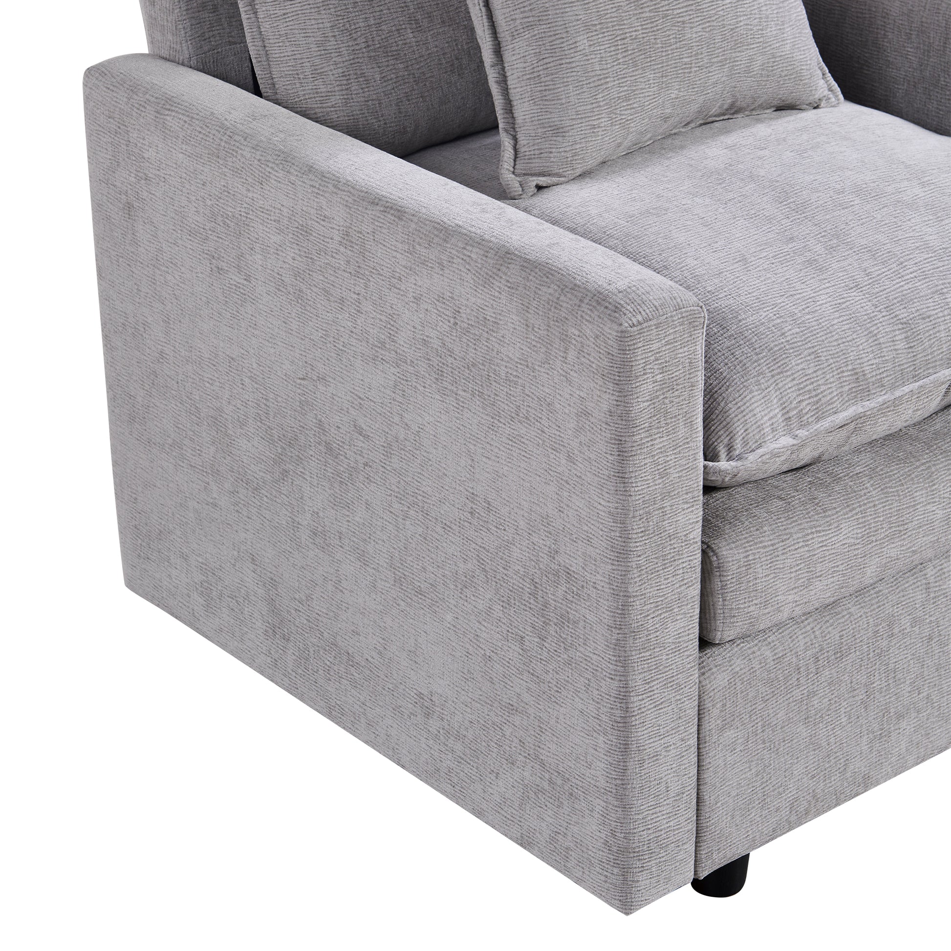 Chenille Fabric Comfy Deep Single Seat Sofa Upholstered Reading Armchair Living Room Gray Wood Foam Chenille 1 Seat
