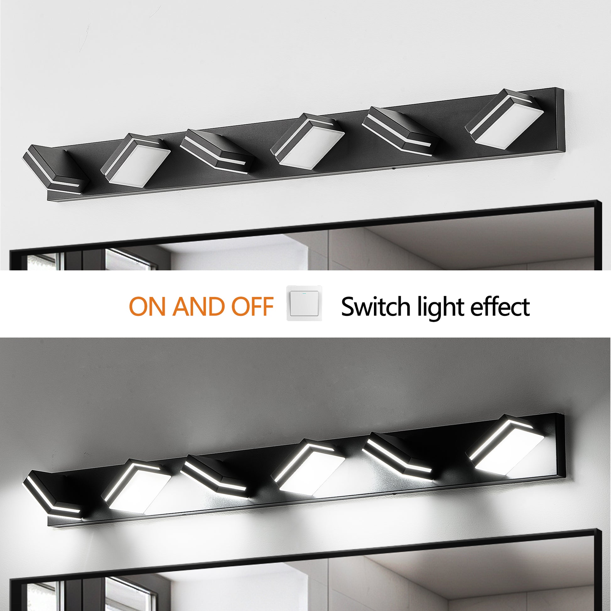 Modern Black Led Vanity Light, 6 Lights Wall Sconce For Bathroom And Mirror, Sleek Minimalist Design, Energy Efficient, Easy To Install Black Iron