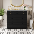 36'' Bathroom Vanity With Resin Sink Combo, Solid Wood Frame Bathroom Storage Cabinet, Freestanding Vanity Set With 2 Drawers& Soft Closing Doors, Black Black Bathroom Solid Wood Mdf Resin