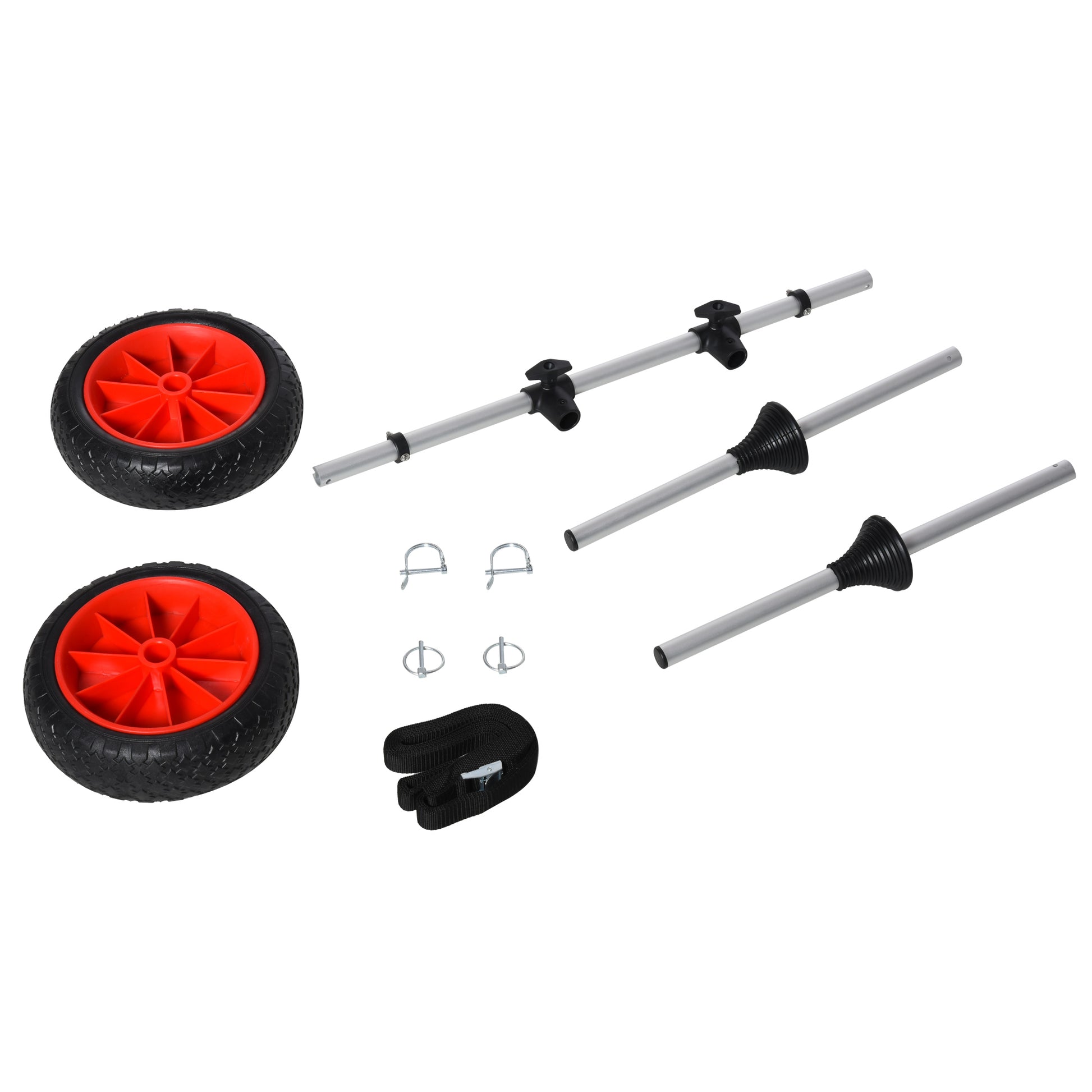 Soozier Universal Kayak Cart, Trolley Trailer Kayak Wheels With Strong Aluminum Frame, Adjustable Width Crossbar, & Large Tires Black Silver Aluminum