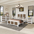 4 Pieces Bedroom Sets, Full Size Farmhouse Platform Bed With Wooden Strip Decoration, Storage Nightstand And Dresser With Metal Handle, White Full White 4 Piece Set Particle Board