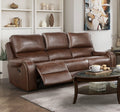 Comfortable Reclining Sofa 2Pc Set Brown Faux Leather Upholstered Dual Reclining Sofa Loveseat Trim, Power Usb Ports, Cupholders, Modern Living Room Furniture Brown Faux Leather Wood Primary Living Space Modern Plywood,Solid Wood 5 Seat