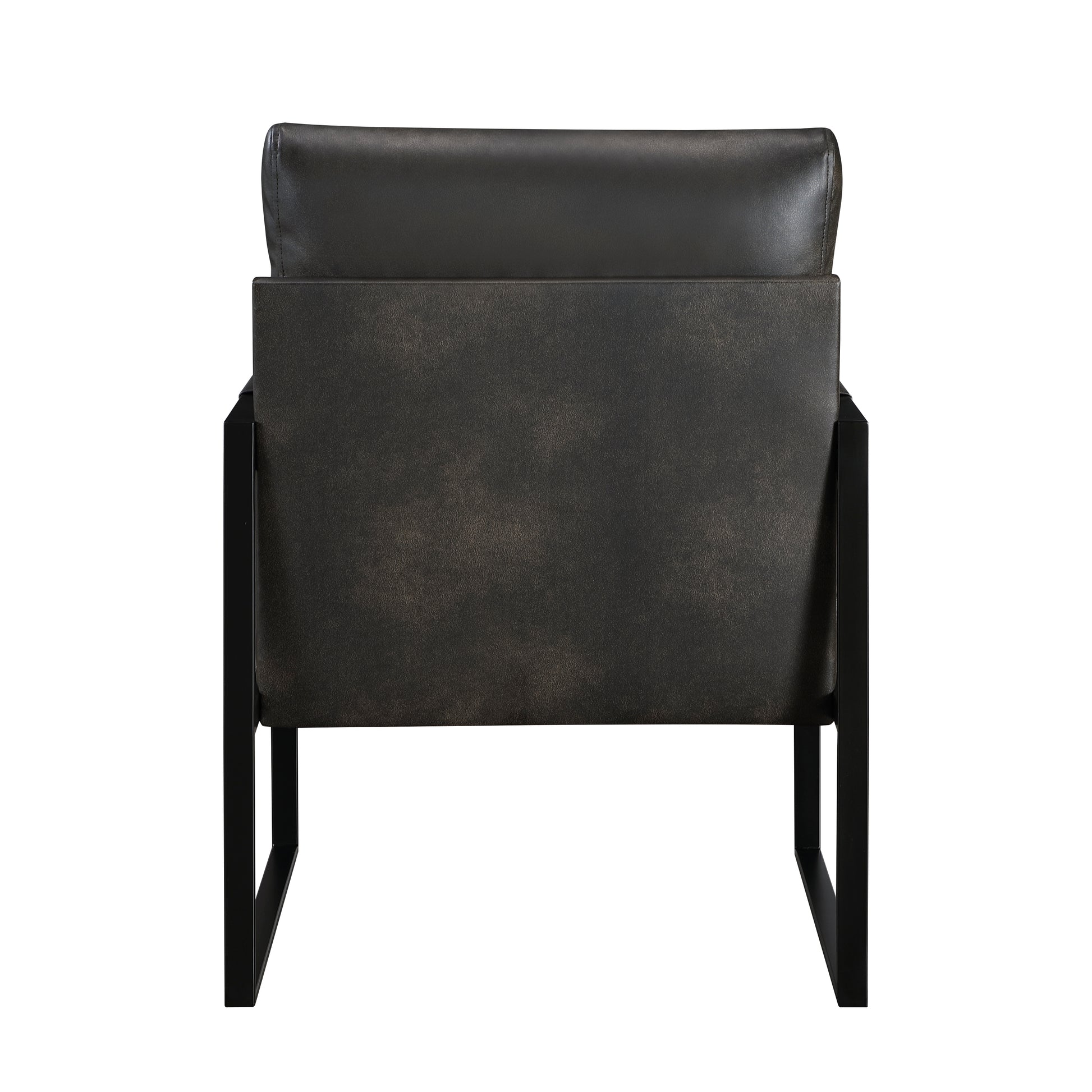 Modern Accent Chair Cushioned Seat Dark Gray Faux Leather Upholstery Black Metal Frame 1Pc Style Comfort Durability Elegance Look Dark Gray Primary Living Space Industrial,Mid Century Modern,Modern