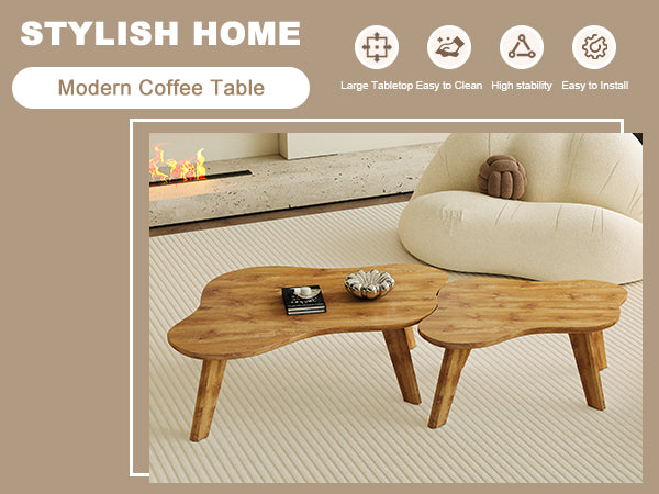 Modern Minimalist Wood Color Table Top Coffee Table. Log Style Coffee Table.Cloud Shape Gives You A Experience, Computer Desk. The Game Table. Suitable For Dining And Living Rooms. Wood Mdf