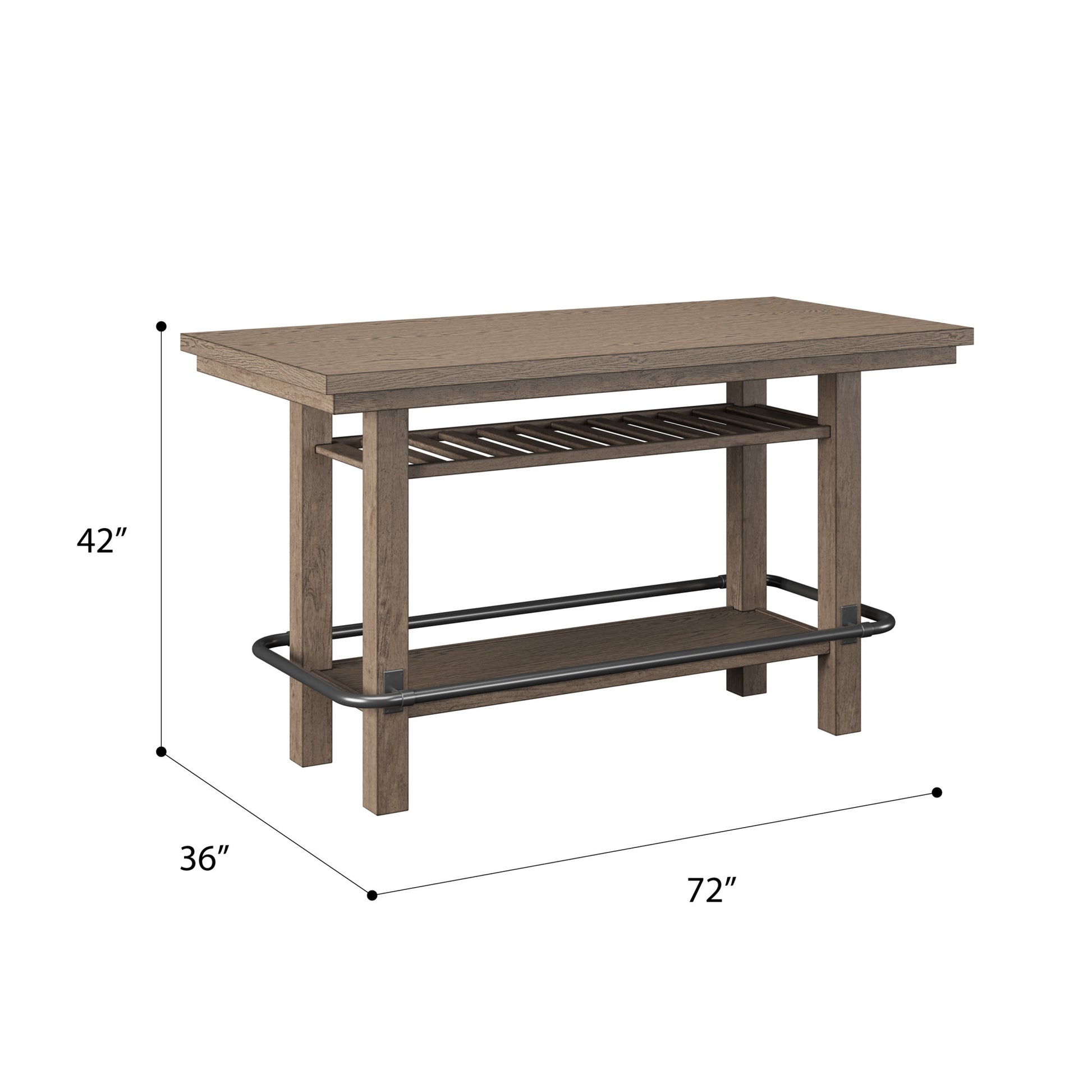 Benti Brown Bar Height Storage Table Brown Solid Wood
