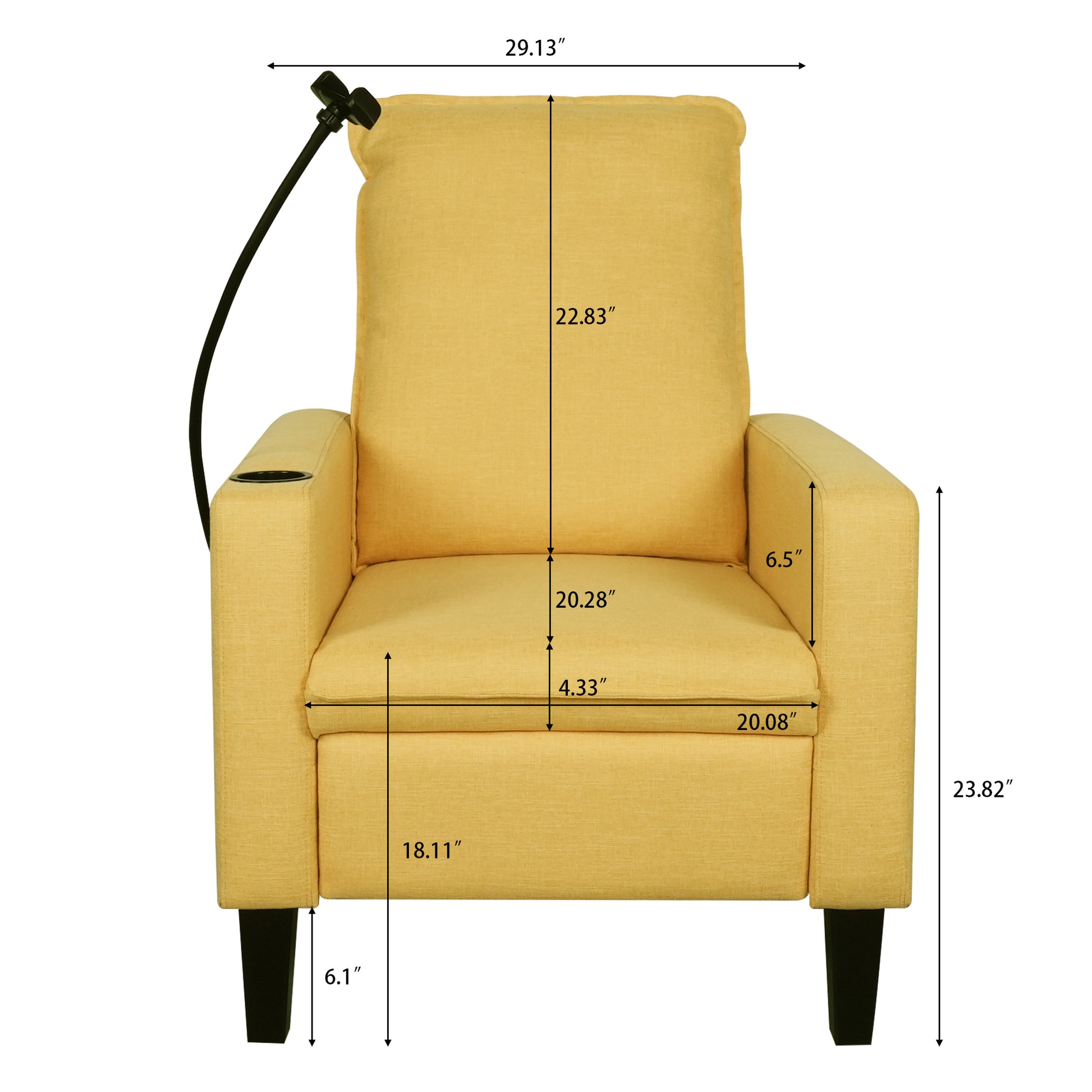 Recliner Chairs For Adults, Adjustable Recliner Sofa With Mobile Phone Holder & Cup Holder, Modern Reclining Chairs Fabric Push Back Recliner Chairs For Living Room, Bedroom, Yellow Yellow Foam Polyester
